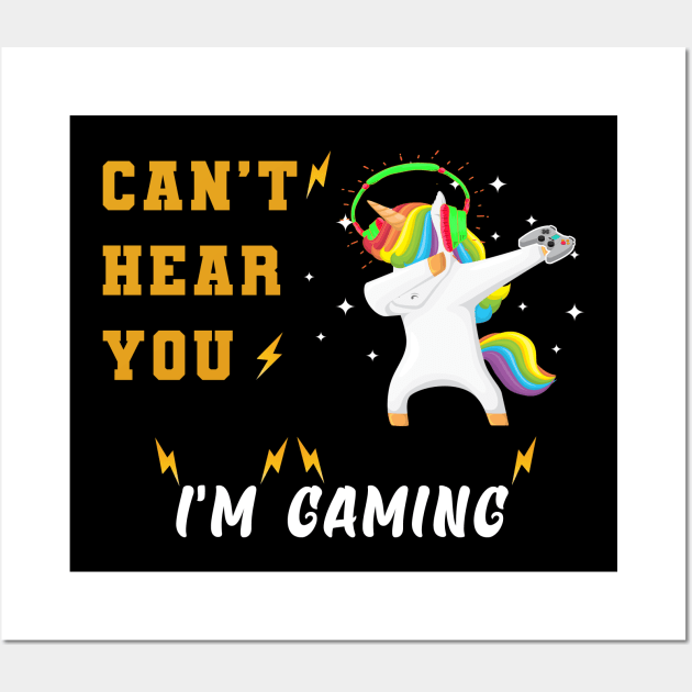 Unicorn dabbing - can't hear you i'm gaming Wall Art by Flipodesigner